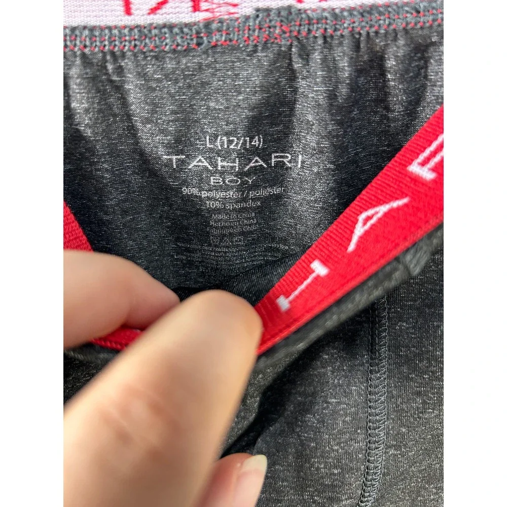 Tahari Boy Gray Heather Boxer Briefs Red‎ Logo Waistband Size L 12/14 Underwear